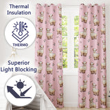 Cute Alpaca Llama Farm Animals Floral Seamless Pattern Blush Pink Background  Readymade Eyelet Ring Top Thermal 100% Blackout Curtains