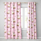 Cute Alpaca Llama Farm Animals Floral Seamless Pattern Blush Pink Background  Readymade Eyelet Ring Top Thermal 100% Blackout Curtains