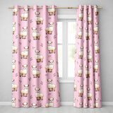 Cute Alpaca Llama Farm Animals Floral Seamless Pattern Soft Pink Background  Readymade Eyelet Ring Top Thermal 100% Blackout Curtains