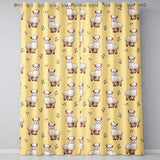 Cute Alpaca Llama Farm Animals Floral Seamless Pattern Warm Beige Background  Readymade Eyelet Ring Top Thermal 100% Blackout Curtains