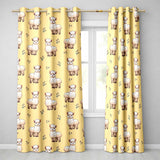 Cute Alpaca Llama Farm Animals Floral Seamless Pattern Warm Beige Background  Readymade Eyelet Ring Top Thermal 100% Blackout Curtains