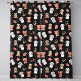 Cute Cute Baby Animals Bear Sheep Sloth Strawberry Cherry   Black Background  Readymade Eyelet Ring Top Thermal 100% Blackout Curtains