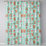 Cute Cute Baby Animals Bear Sheep Sloth Strawberry Cherry   Mint Background  Readymade Eyelet Ring Top Thermal 100% Blackout Curtains