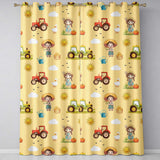 Cute Farm Tractor Duck Girl with Clouds Beige Background Seamless Pattern  Readymade Eyelet Ring Top Thermal 100% Blackout Curtains