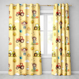 Cute Farm Tractor Duck Girl with Clouds Beige Background Seamless Pattern  Readymade Eyelet Ring Top Thermal 100% Blackout Curtains