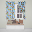 Cute Farm Animals Girl Pig Cow Chicken Blue Background Seamless Pattern  Readymade Eyelet Ring Top Thermal 100% Blackout Curtains