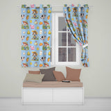 Cute Farm Animals Girl Pig Cow Chicken Blue Background Seamless Pattern  Readymade Eyelet Ring Top Thermal 100% Blackout Curtains