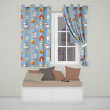 Cute Farm Goat Barn Hay Bale Chick Sky Blue Background Seamless Pattern  Readymade Eyelet Ring Top Thermal 100% Blackout Curtains