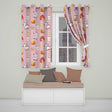 Cute Farm Goat Barn Hay Bale Chick Milk Bucket Pink Background Seamless Pattern  Readymade Eyelet Ring Top Thermal 100% Blackout Curtains