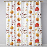 Cute Farm Goat Barn Hay Bale Chick Milk Bucket Grey Background Seamless Pattern  Readymade Eyelet Ring Top Thermal 100% Blackout Curtains