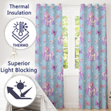 Cute Pastel Unicorn Butterfly Candy Stars Blue Background Seamless Pattern  Readymade Eyelet Ring Top Thermal 100% Blackout Curtains