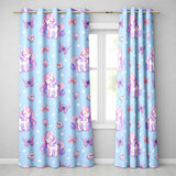 Cute Pastel Unicorn Butterfly Candy Stars Blue Background Seamless Pattern  Readymade Eyelet Ring Top Thermal 100% Blackout Curtains
