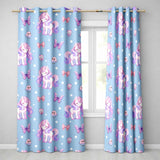 Cute Pastel Unicorn Butterfly Candy Stars Blue Background Seamless Pattern  Readymade Eyelet Ring Top Thermal 100% Blackout Curtains
