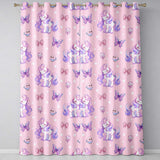 Cute Pastel Unicorn Butterfly Candy Stars Blush Background Seamless Pattern  Readymade Eyelet Ring Top Thermal 100% Blackout Curtains