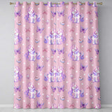 Cute Pastel Unicorn Butterfly Candy Stars Rose Pink Background Seamless Pattern  Readymade Eyelet Ring Top Thermal 100% Blackout Curtains