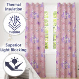 Cute Pastel Unicorn Butterfly Candy Stars Rose Pink Background Seamless Pattern  Readymade Eyelet Ring Top Thermal 100% Blackout Curtains