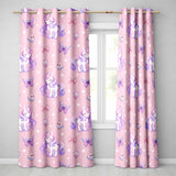 Cute Pastel Unicorn Butterfly Candy Stars Rose Pink Background Seamless Pattern  Readymade Eyelet Ring Top Thermal 100% Blackout Curtains