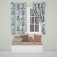 Cute Farm Girl Animals Harvest Seamless Pattern Blue Background  Readymade Eyelet Ring Top Thermal 100% Blackout Curtains
