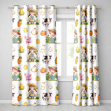 Cute Farm Girl Animals Harvest Seamless Pattern Cream Background  Readymade Eyelet Ring Top Thermal 100% Blackout Curtains