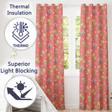 Cute Christmas Gingerbread Characters Candy House  Pattern Coral Background  Readymade Eyelet Ring Top Thermal 100% Blackout Curtains