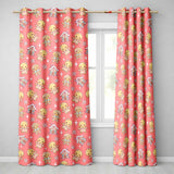 Cute Christmas Gingerbread Characters Candy House  Pattern Coral Background  Readymade Eyelet Ring Top Thermal 100% Blackout Curtains