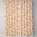 Cute Kawaii Bunny Donuts Strawberry Dessert  Pattern Pastel Yellow Background  Readymade Eyelet Ring Top Thermal 100% Blackout Curtains