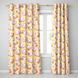 Cute Kawaii Bunny Donuts Strawberry Dessert  Pattern Pastel Yellow Background  Readymade Eyelet Ring Top Thermal 100% Blackout Curtains