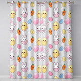 Cute Easter Bunny Chick Eggs Carrot Cute Seamless Pattern Cream Background  Readymade Eyelet Ring Top Thermal 100% Blackout Curtains