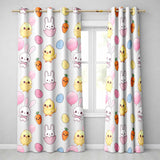 Cute Easter Bunny Chick Eggs Carrot Cute Seamless Pattern Cream Background  Readymade Eyelet Ring Top Thermal 100% Blackout Curtains
