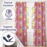 Cute Easter Bunny Chick Eggs Carrot Cute Seamless Pattern Pink Background  Readymade Eyelet Ring Top Thermal 100% Blackout Curtains