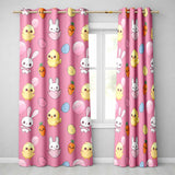Cute Easter Bunny Chick Eggs Carrot Cute Seamless Pattern Pink Background  Readymade Eyelet Ring Top Thermal 100% Blackout Curtains