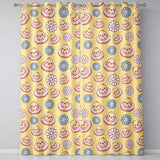 Cute Baby Chick Donut Flowers Seamless Pattern Pastel Yellow Background  Readymade Eyelet Ring Top Thermal 100% Blackout Curtains