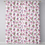 Cute Pink Plant Pots Leaves Strawberry Seamless Pattern Cream Background  Readymade Eyelet Ring Top Thermal 100% Blackout Curtains