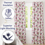 Cute Pink Plant Pots Leaves Strawberry Seamless Pattern Cream Background  Readymade Eyelet Ring Top Thermal 100% Blackout Curtains