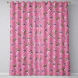 Cute Pink Plant Pots Leaves Strawberry Seamless Pattern Rose Background  Readymade Eyelet Ring Top Thermal 100% Blackout Curtains