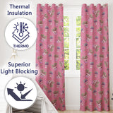 Cute Pink Plant Pots Leaves Strawberry Seamless Pattern Rose Background  Readymade Eyelet Ring Top Thermal 100% Blackout Curtains