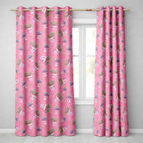 Cute Pink Plant Pots Leaves Strawberry Seamless Pattern Rose Background  Readymade Eyelet Ring Top Thermal 100% Blackout Curtains