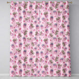 Cute Pink Plant Pots Leaves Strawberry Seamless Pattern Blush Background  Readymade Eyelet Ring Top Thermal 100% Blackout Curtains