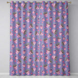 Cute Pink Plant Pots Leaves Strawberry Seamless Pattern Lavender Background  Readymade Eyelet Ring Top Thermal 100% Blackout Curtains