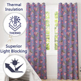 Cute Pink Plant Pots Leaves Strawberry Seamless Pattern Lavender Background  Readymade Eyelet Ring Top Thermal 100% Blackout Curtains