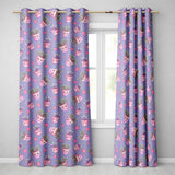 Cute Pink Plant Pots Leaves Strawberry Seamless Pattern Lavender Background  Readymade Eyelet Ring Top Thermal 100% Blackout Curtains
