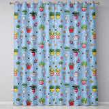 Cute Kawaii Garden Tools Plants Bees Seamless Pattern Blue Floral Background  Readymade Eyelet Ring Top Thermal 100% Blackout Curtains