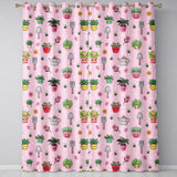 Cute Kawaii Garden Tools Plants Bees Seamless Pattern Pink Floral Background  Readymade Eyelet Ring Top Thermal 100% Blackout Curtains