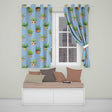 Cute Kawaii Cute Plant Pots Leaves Seamless Pattern Blue Background  Readymade Eyelet Ring Top Thermal 100% Blackout Curtains