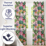 Cute Kawaii Smiling Plant Pots Succulents Leaves  Pattern Blush Background  Readymade Eyelet Ring Top Thermal 100% Blackout Curtains