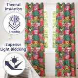 Cute Kawaii Smiling Plant Pots Succulents Leaves  Pattern Red Background  Readymade Eyelet Ring Top Thermal 100% Blackout Curtains