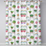 Cute Kawaii Rainbow Sun Flowers Plant Pots Seamless Pattern Grey Background  Readymade Eyelet Ring Top Thermal 100% Blackout Curtains