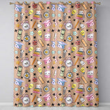 Cute Kawaii School Cat Books Apple Clock Supplies  Pattern Peach Background  Readymade Eyelet Ring Top Thermal 100% Blackout Curtains
