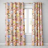 Cute Kawaii School Cat Books Apple Clock Supplies  Pattern Peach Background  Readymade Eyelet Ring Top Thermal 100% Blackout Curtains