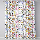 Cute Kawaii School Cat Books Apple Clock Supplies  Pattern Cream Background  Readymade Eyelet Ring Top Thermal 100% Blackout Curtains